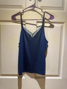 SHEIN Navy Lace-Trim Camisole Tank Top